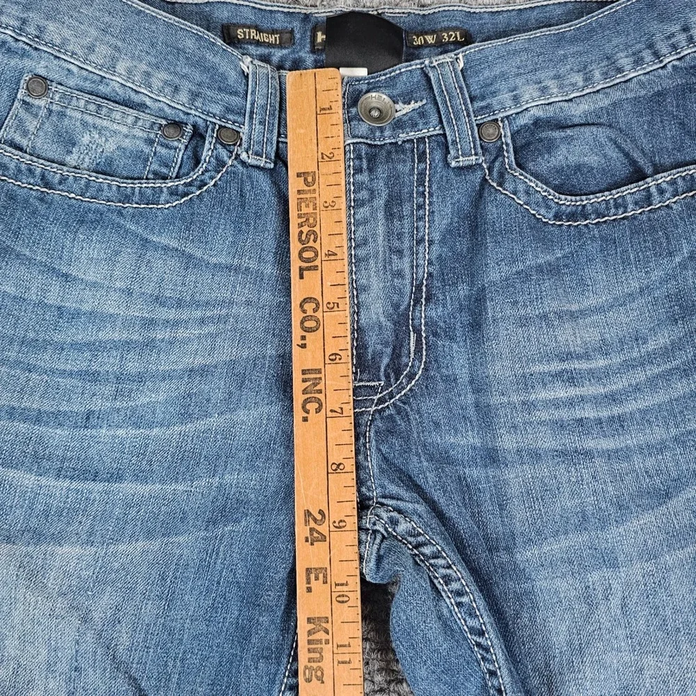 Y2k Helix Straight Leg Jeans‎ Mens 30W 32L Blue Wash Embellished Pockets